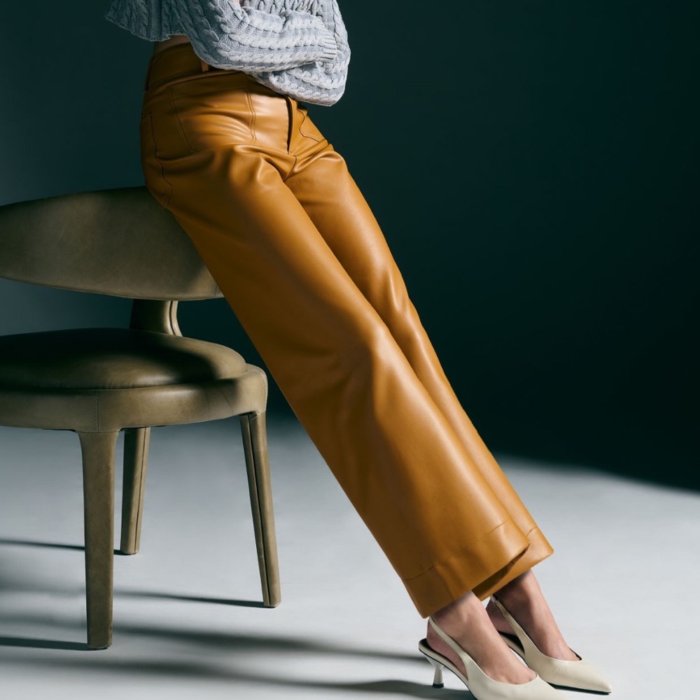 Anthropologie Maeve Colette Faux Leather Size 30 Mustard